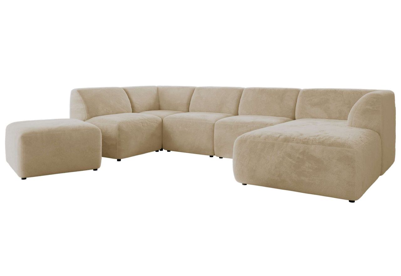 Narożnik MODARO U 6M - strona prawa - kremowy, plusz