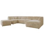 Narożnik MODARO U 6M - strona prawa - kremowy, plusz