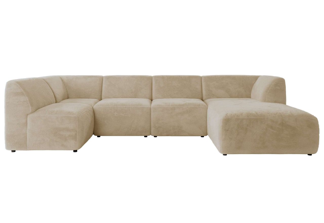 Narożnik MODARO U 6M - strona prawa - kremowy, plusz