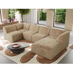 Narożnik MODARO U 6M - strona prawa - beżowy, plusz