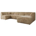 Narożnik MODARO U 6M - strona prawa - beżowy, plusz