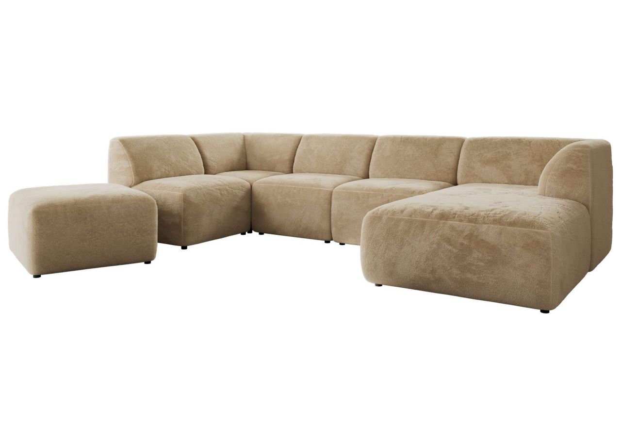 Narożnik MODARO U 6M - strona prawa - beżowy, plusz