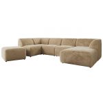 Narożnik MODARO U 6M - strona prawa - beżowy, plusz