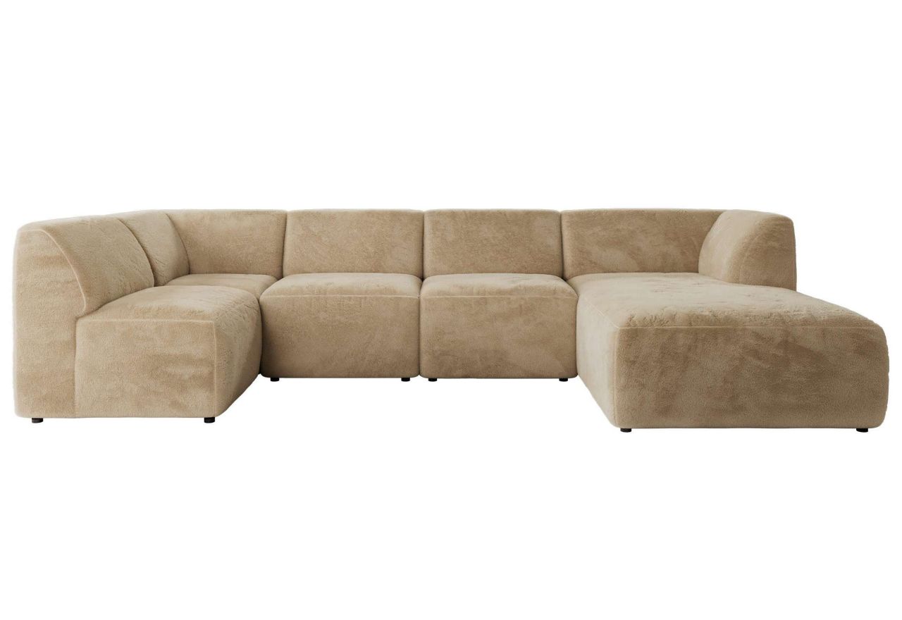 Narożnik MODARO U 6M - strona prawa - beżowy, plusz