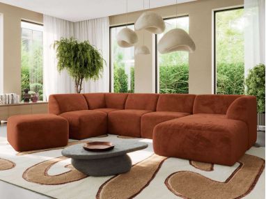 Narożnik MODARO U 6M - strona prawa - pomarańczowy, plusz