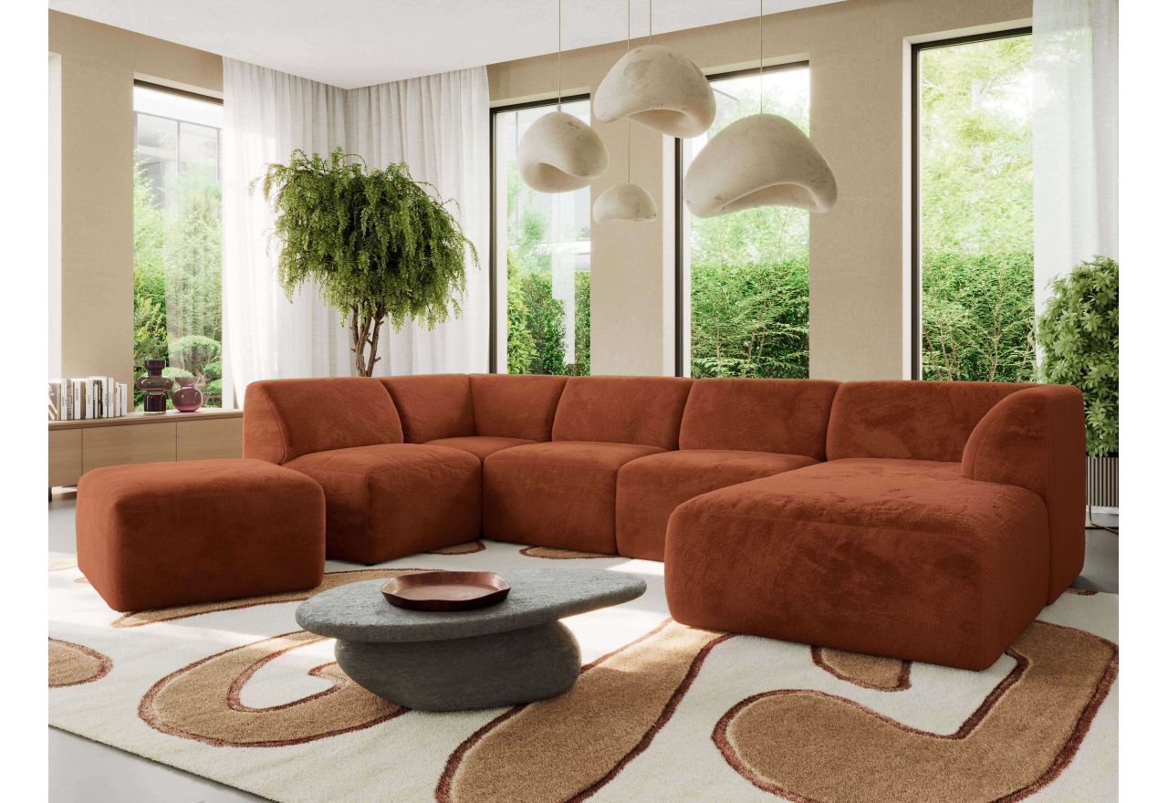 Narożnik MODARO U 6M - strona prawa - pomarańczowy, plusz