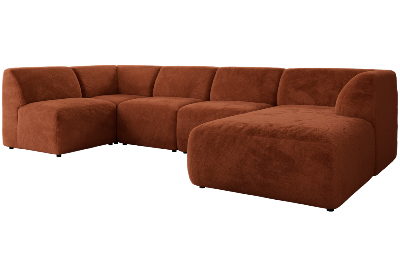 Narożnik MODARO U 6M - strona prawa - pomarańczowy, plusz