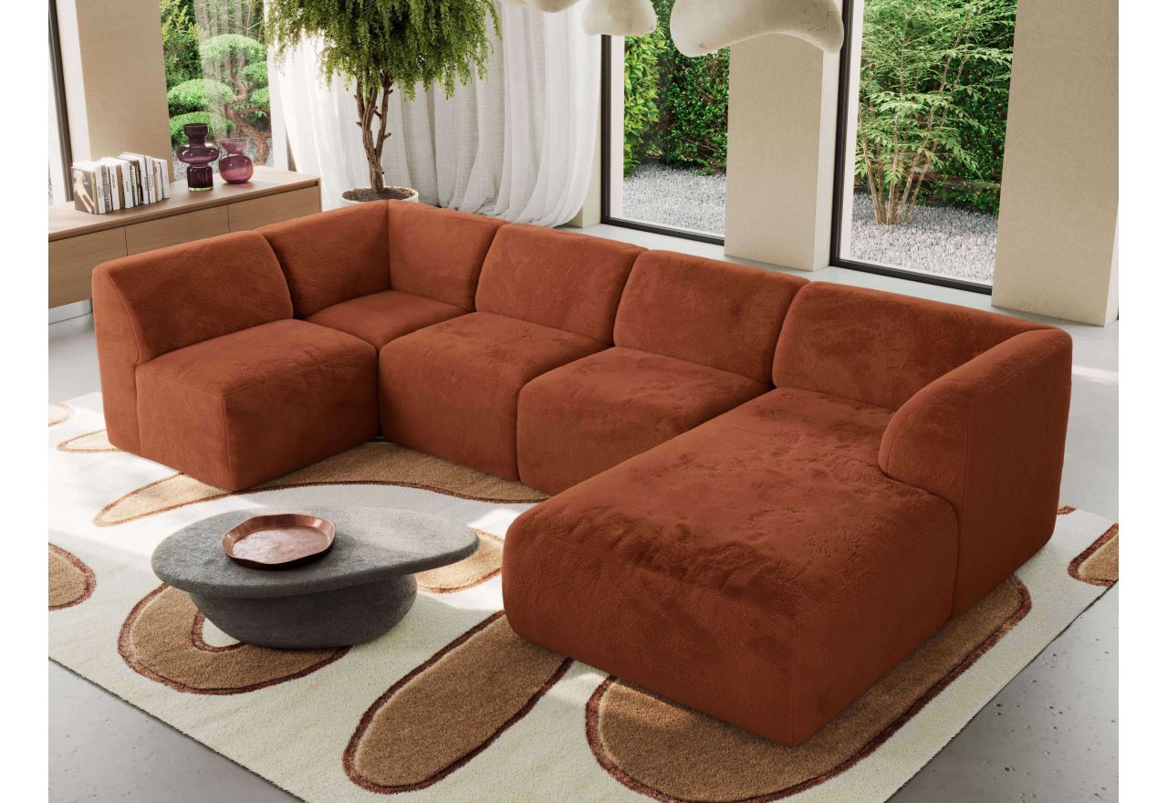 Narożnik MODARO U 6M - strona prawa - pomarańczowy, plusz