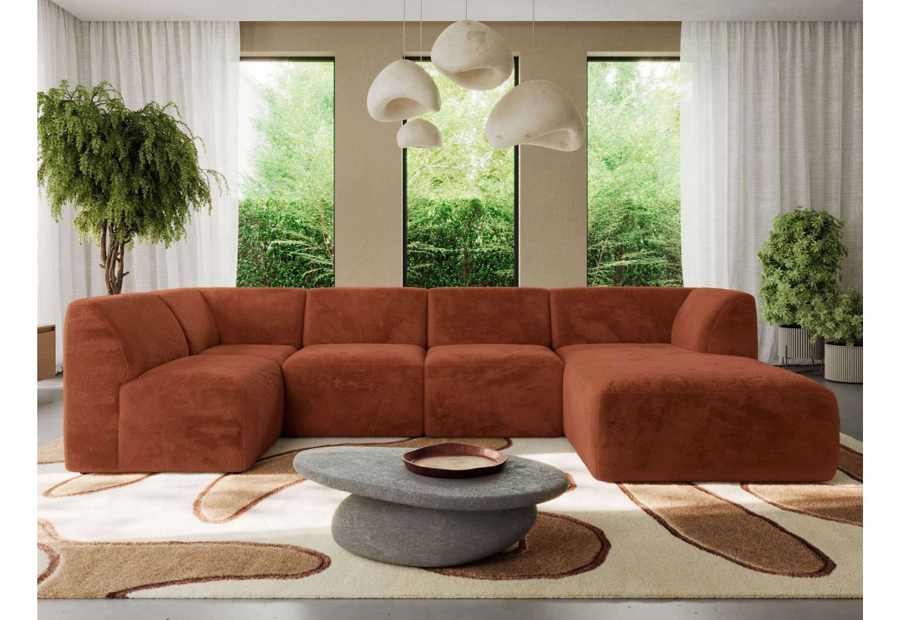 Narożnik MODARO U 6M - strona prawa - pomarańczowy, plusz