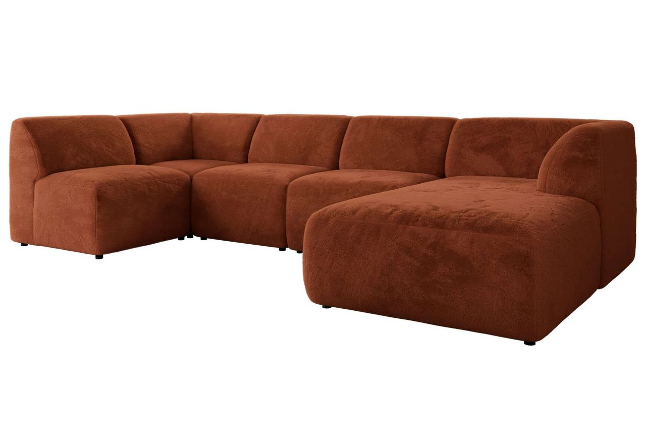 Narożnik MODARO U 6M - strona prawa - pomarańczowy, plusz