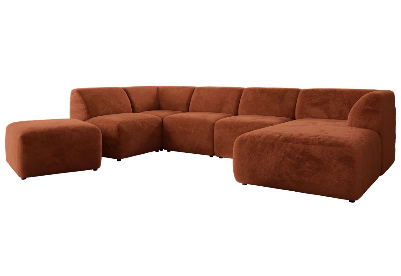 Narożnik MODARO U 6M - strona prawa - pomarańczowy, plusz