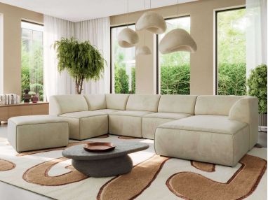 Narożnik MODARO U 6M - strona prawa - beżowy, welwet