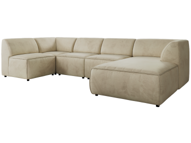 Narożnik MODARO U 6M - strona prawa - beżowy, welwet