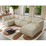 Narożnik MODARO U 6M - strona prawa - beżowy, welwet