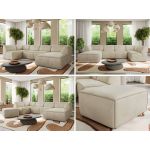 Narożnik MODARO U 6M - strona prawa - beżowy, welwet