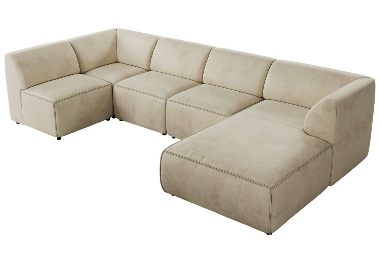 Narożnik MODARO U 6M - strona prawa - beżowy, welwet