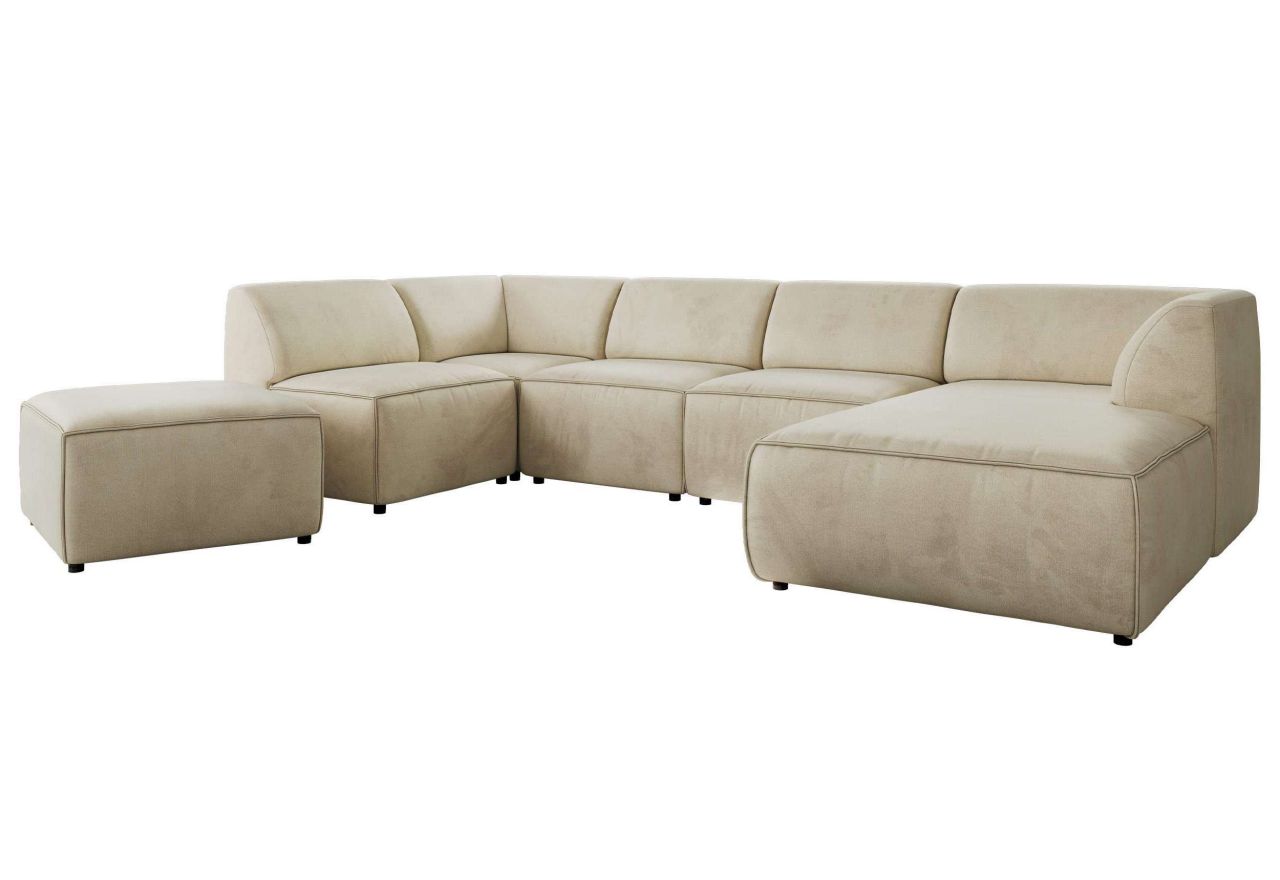 Narożnik MODARO U 6M - strona prawa - beżowy, welwet