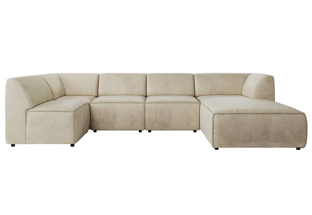 Narożnik MODARO U 6M - strona prawa - beżowy, welwet