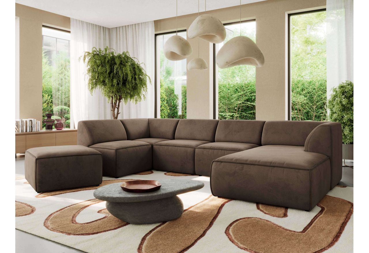 Narożnik MODARO U 6M - strona prawa - brązowy, welwet