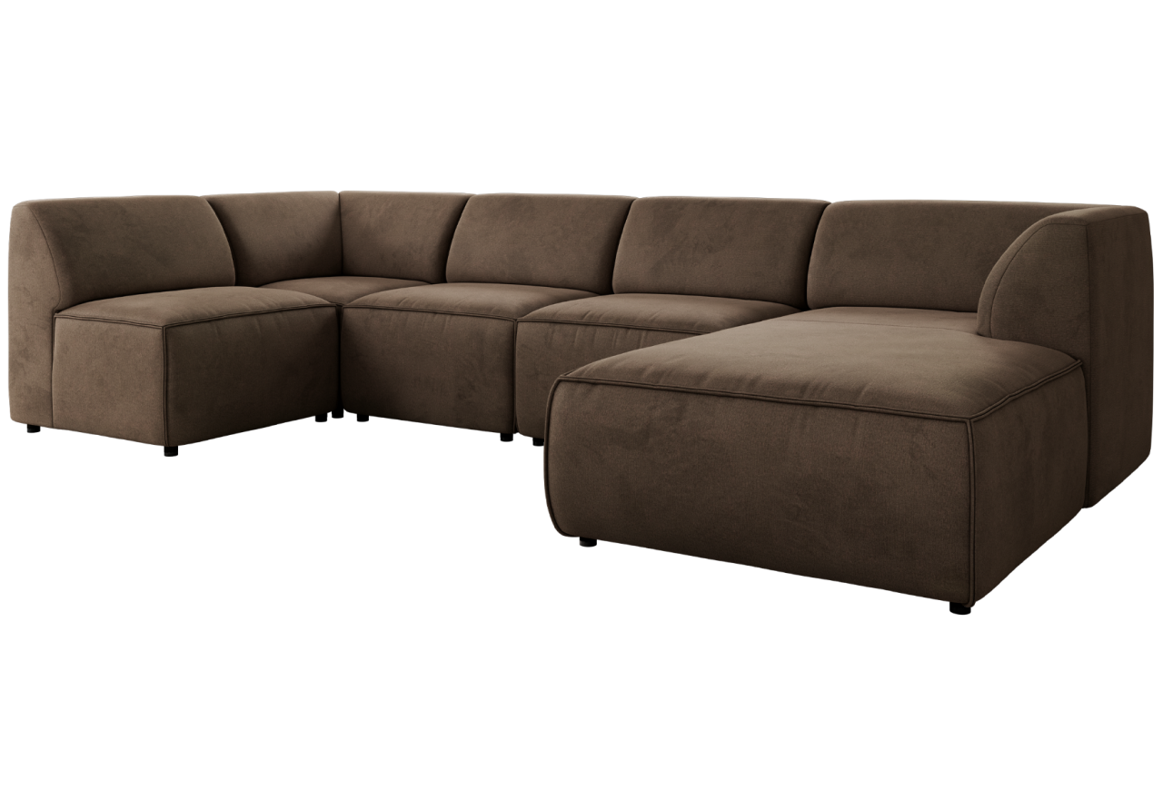 Narożnik MODARO U 6M - strona prawa - brązowy, welwet