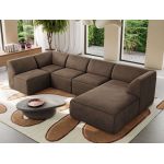 Narożnik MODARO U 6M - strona prawa - brązowy, welwet