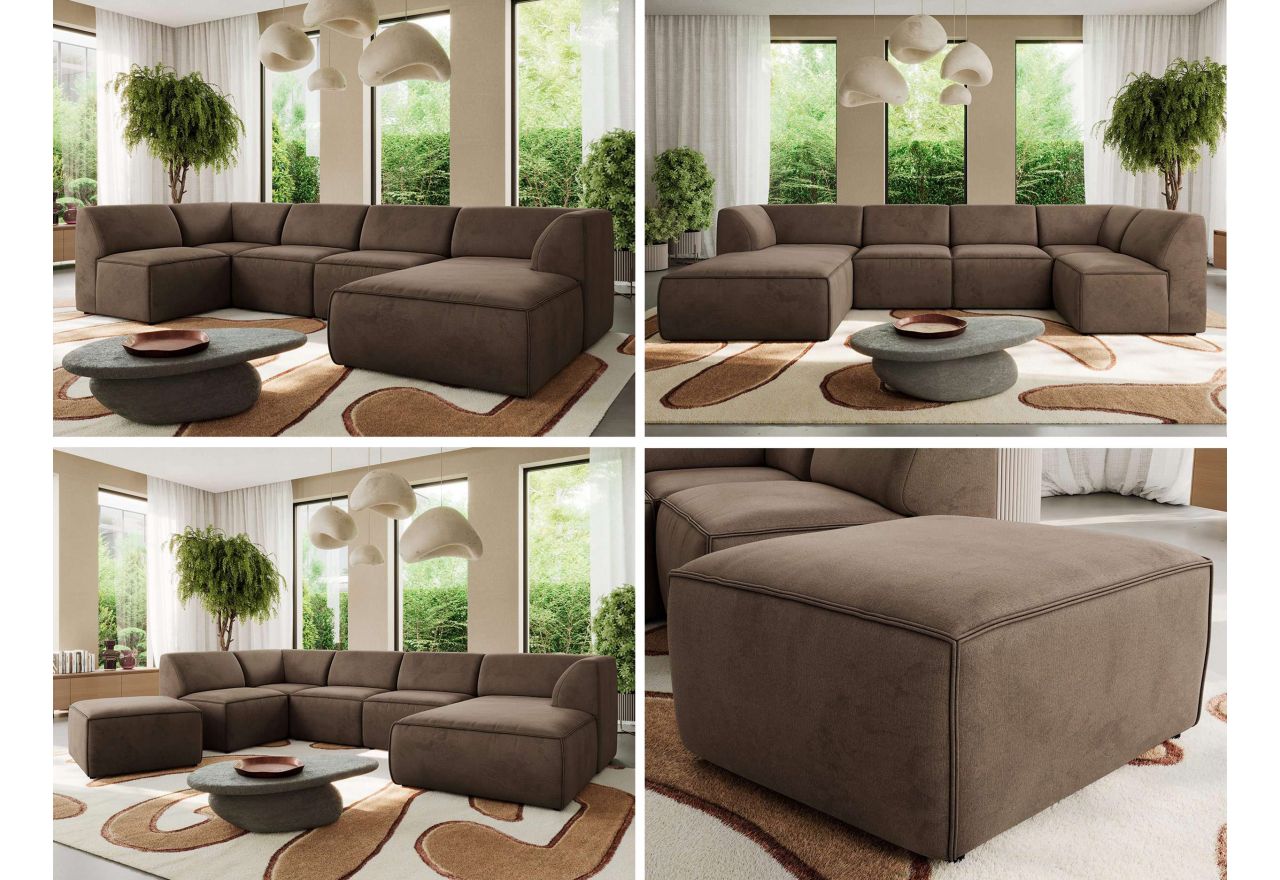 Narożnik MODARO U 6M - strona prawa - brązowy, welwet