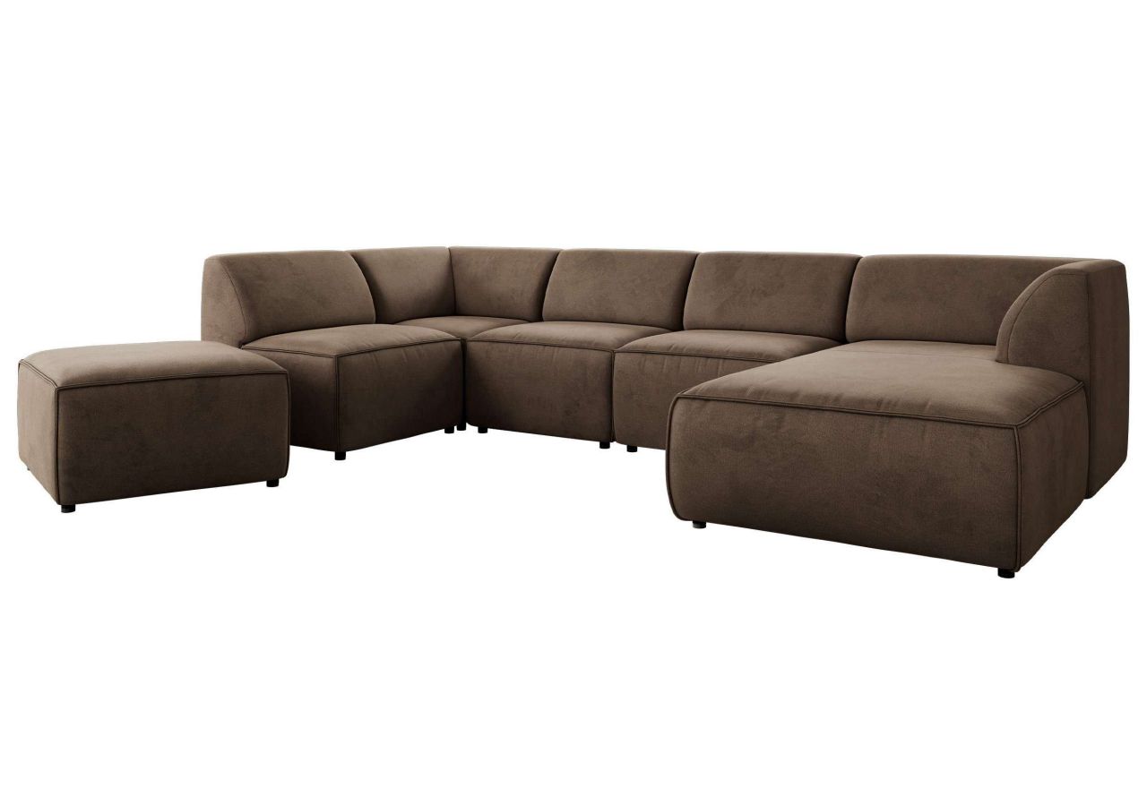 Narożnik MODARO U 6M - strona prawa - brązowy, welwet