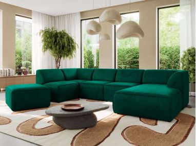 Narożnik MODARO U 6M - strona prawa - ciemnozielony, welwet