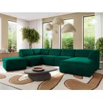 Narożnik MODARO U 6M - strona prawa - ciemnozielony, welwet