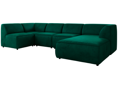 Narożnik MODARO U 6M - strona prawa - ciemnozielony, welwet