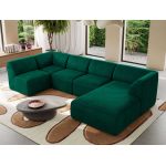Narożnik MODARO U 6M - strona prawa - ciemnozielony, welwet