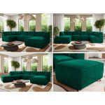 Narożnik MODARO U 6M - strona prawa - ciemnozielony, welwet