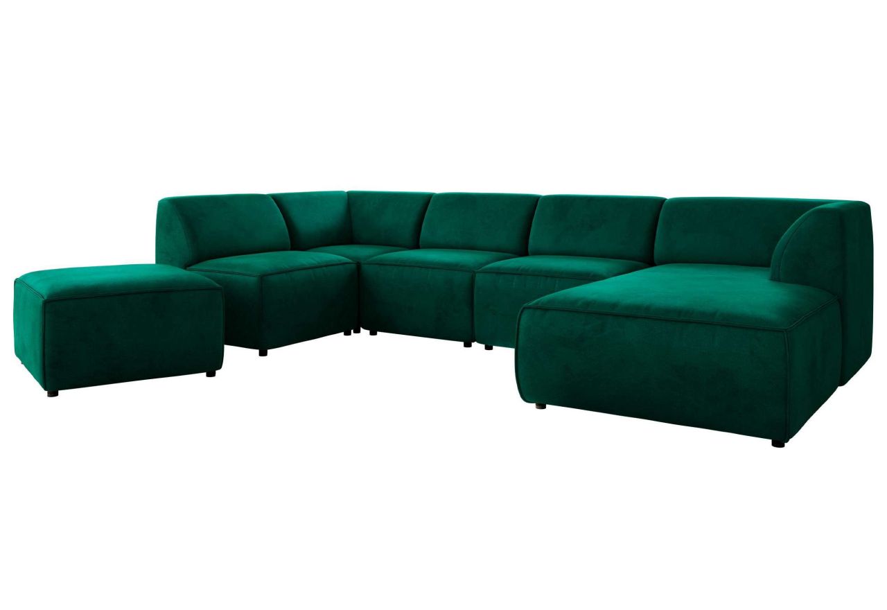 Narożnik MODARO U 6M - strona prawa - ciemnozielony, welwet