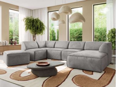 Narożnik MODARO U 6M - strona prawa - jasnoszary, welwet