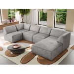 Narożnik MODARO U 6M - strona prawa - jasnoszary, welwet