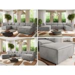 Narożnik MODARO U 6M - strona prawa - jasnoszary, welwet