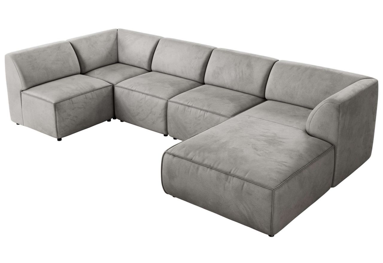 Narożnik MODARO U 6M - strona prawa - jasnoszary, welwet