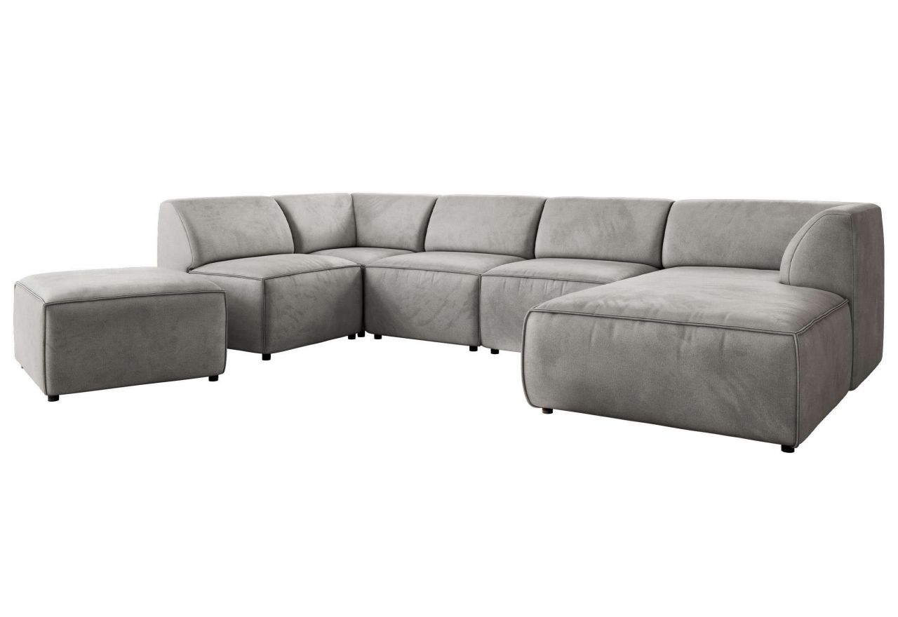 Narożnik MODARO U 6M - strona prawa - jasnoszary, welwet