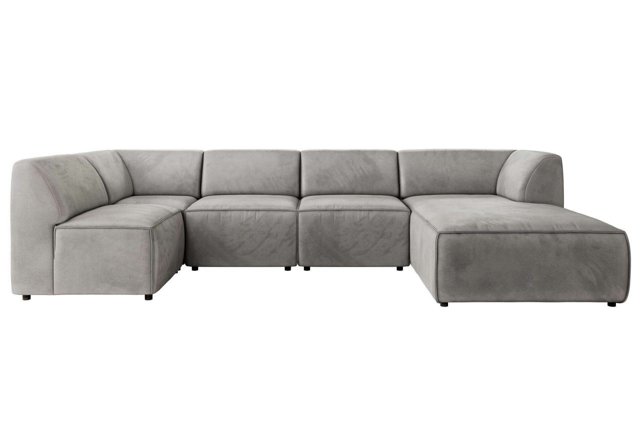 Narożnik MODARO U 6M - strona prawa - jasnoszary, welwet