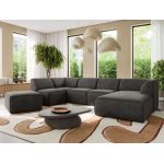 Narożnik MODARO U 6M - strona prawa - ciemnoszary, welwet