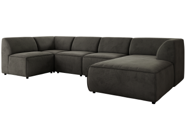 Narożnik MODARO U 6M - strona prawa - ciemnoszary, welwet
