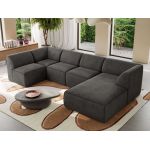 Narożnik MODARO U 6M - strona prawa - ciemnoszary, welwet