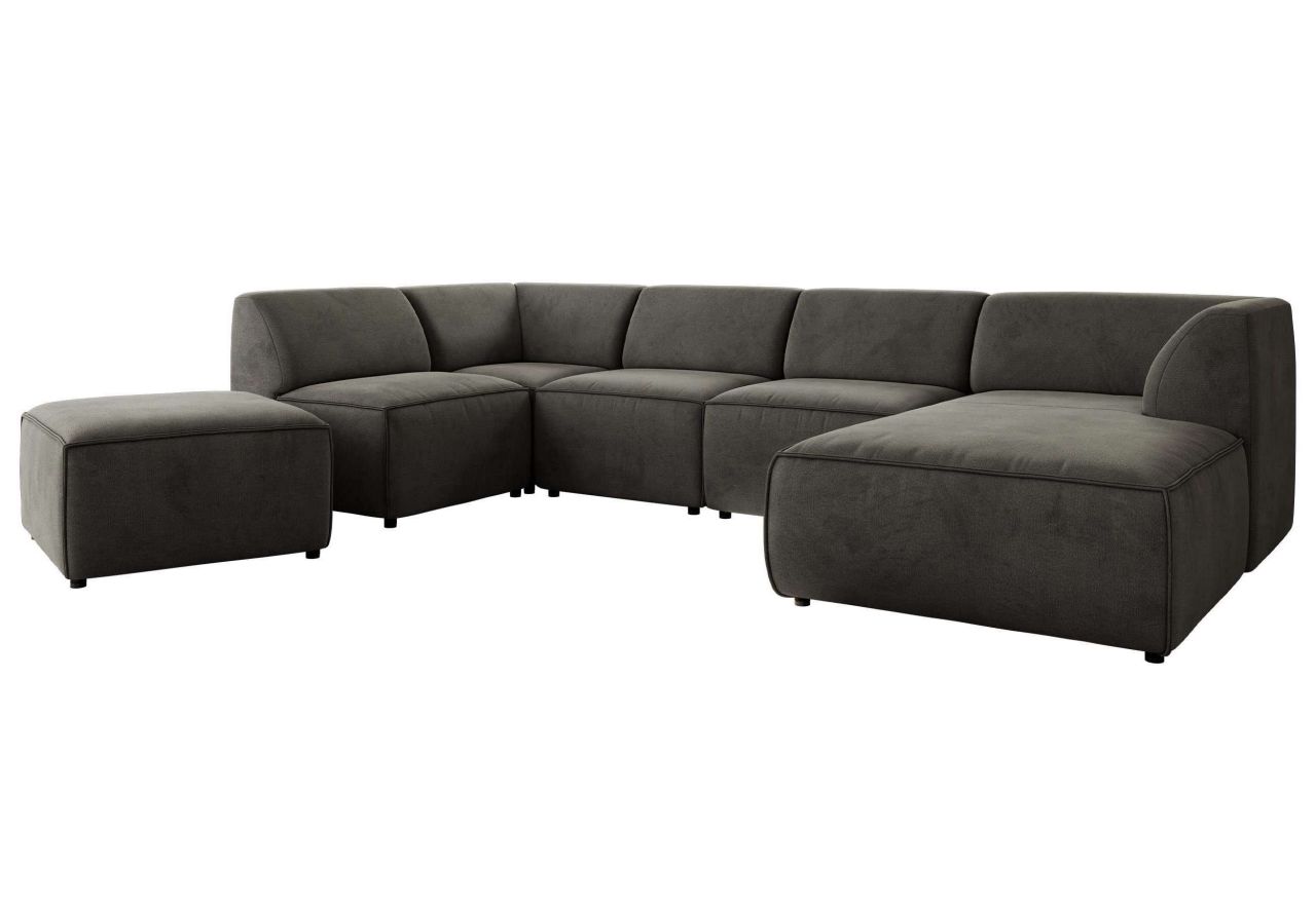 Narożnik MODARO U 6M - strona prawa - ciemnoszary, welwet