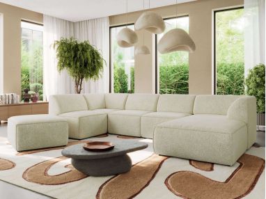 Narożnik MODARO U 6M - strona prawa - kremowy, struktura