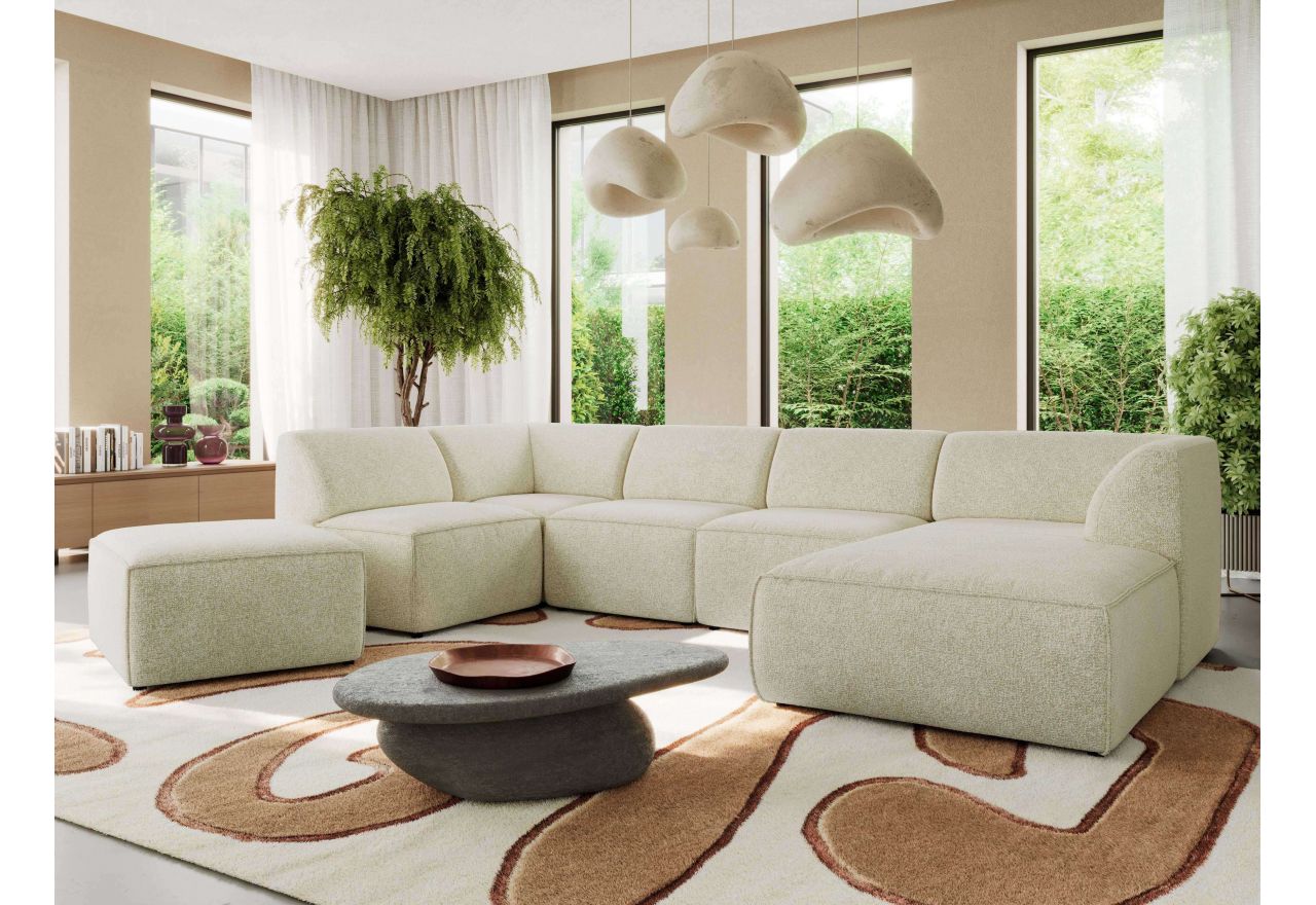 Narożnik MODARO U 6M - strona prawa - kremowy, struktura