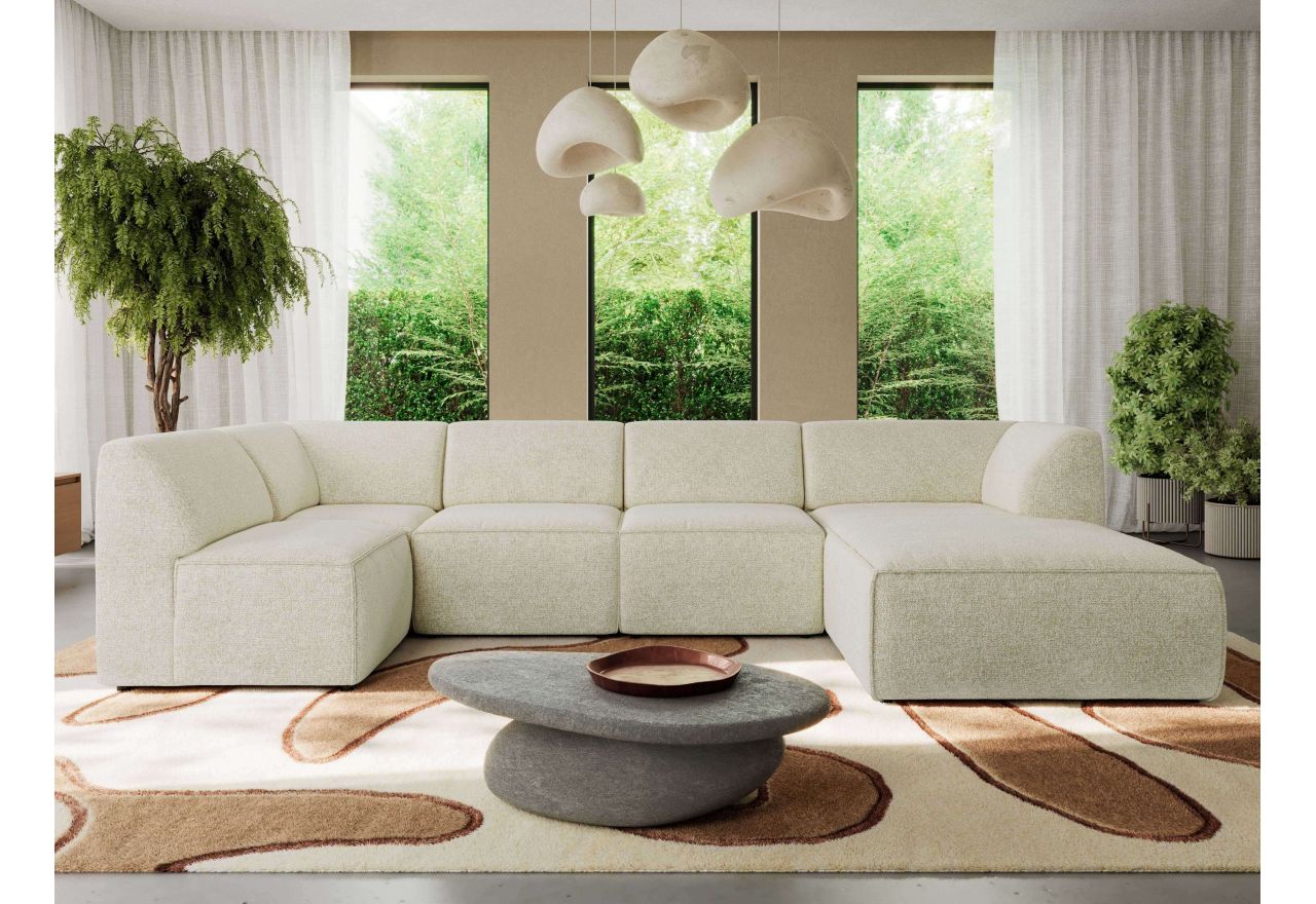 Narożnik MODARO U 6M - strona prawa - kremowy, struktura