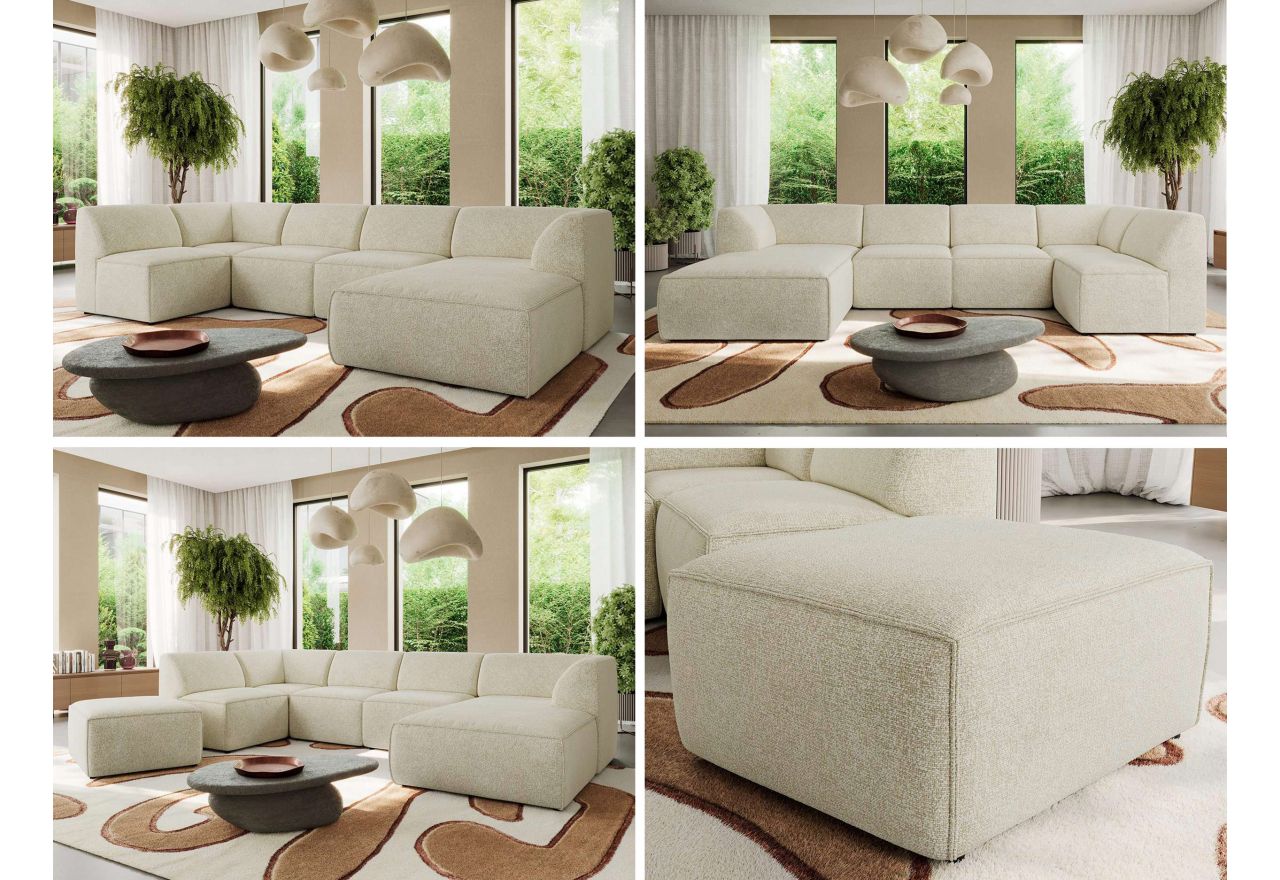 Narożnik MODARO U 6M - strona prawa - kremowy, struktura