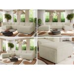 Narożnik MODARO U 6M - strona prawa - kremowy, struktura