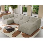 Narożnik MODARO U 6M - strona prawa - beżowy, struktura