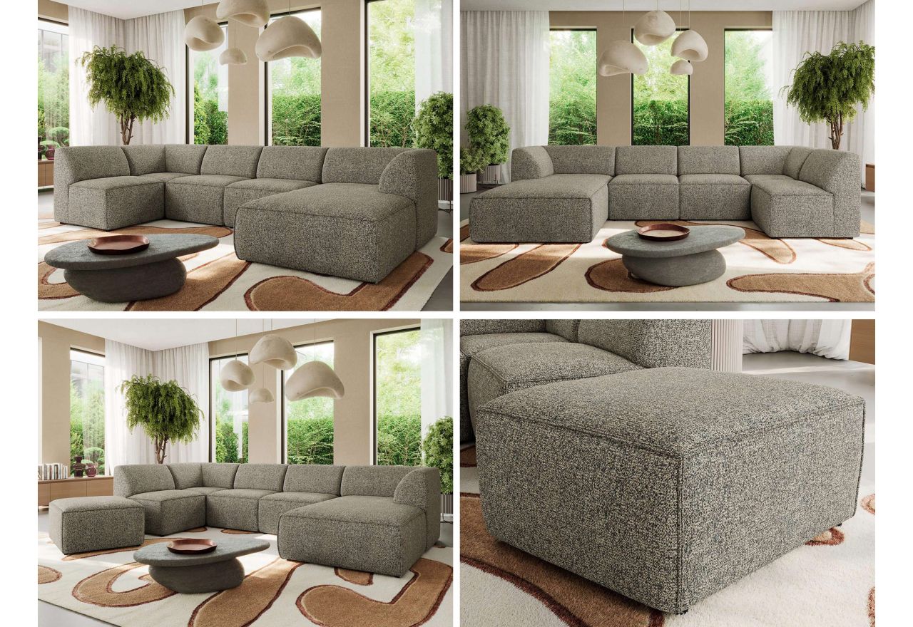 Narożnik MODARO U 6M - strona prawa - szary, struktura